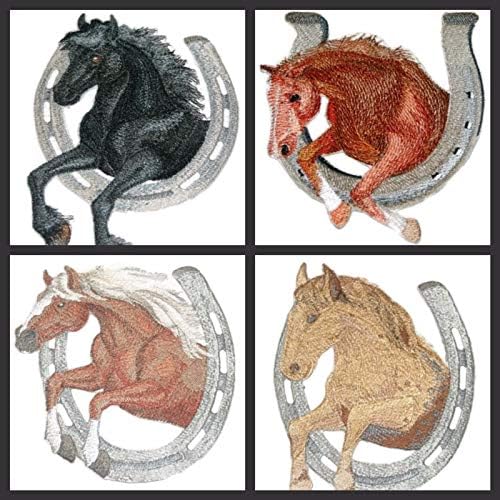 [מנהג] סוס קסם מזל עם נעל סוס [Appaloosa Horse] ברזל רקמה על תיקון/תפירה [6.441 [H] x 4.87 [W]] [תוצרת